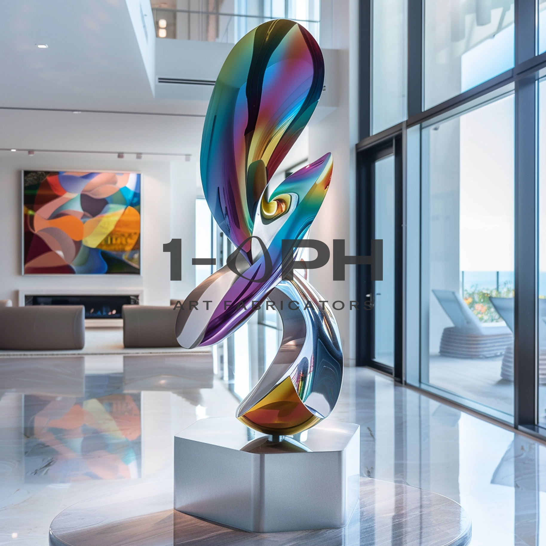 Chromaflux Helix — Polished Stainless Steel Sculpture