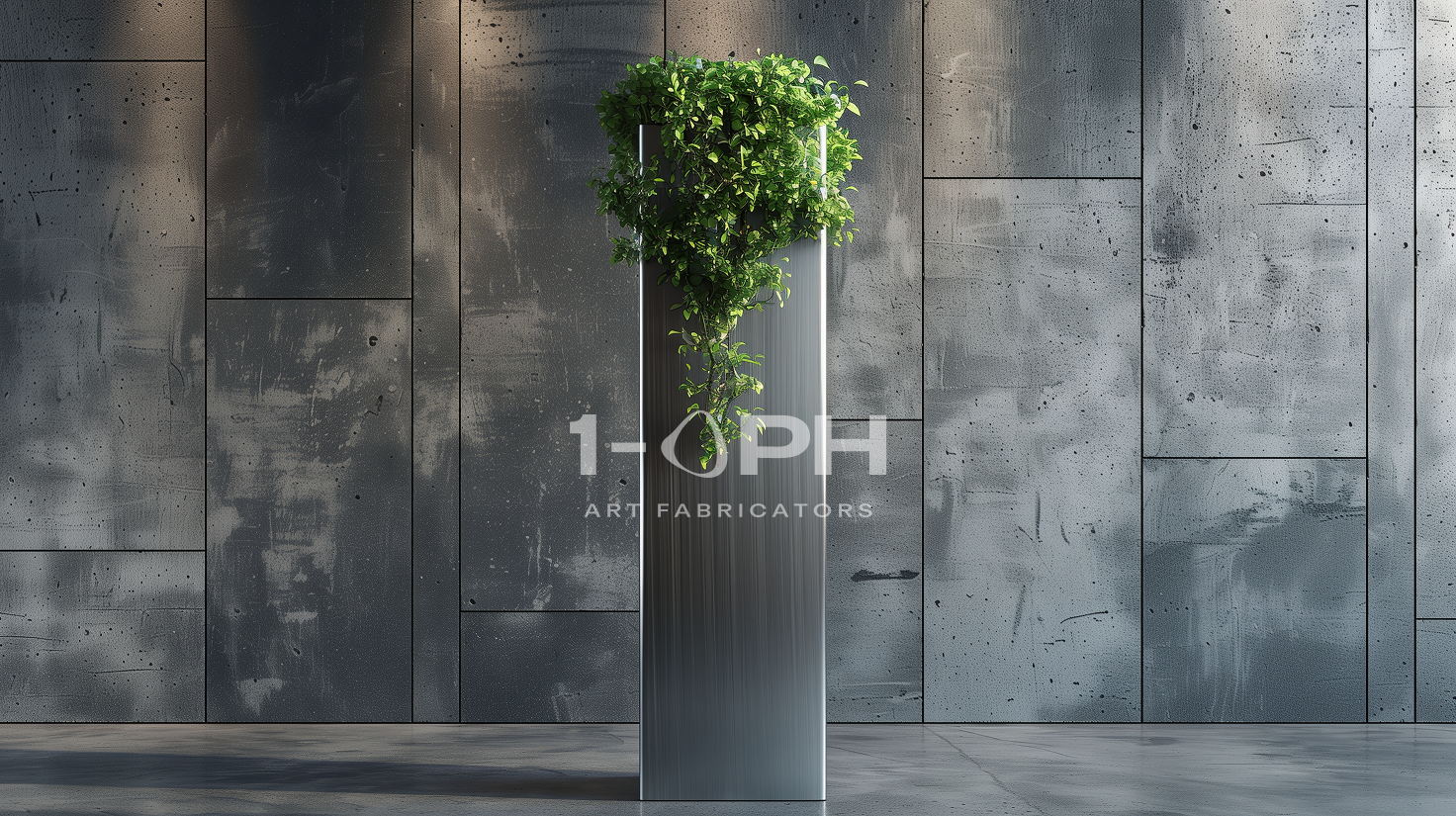 Monolith Brushed Stainless Steel Column Planter