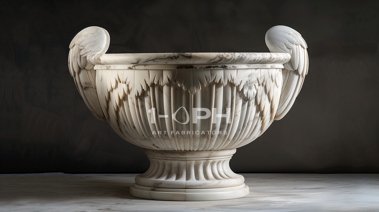 Carrara Winged Classical Marble Urn Planter