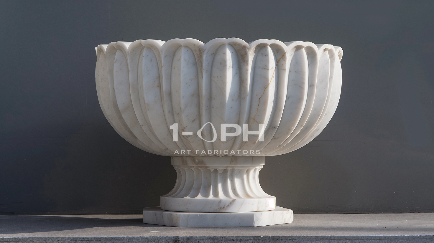 Fluted Crown Marble Urn Planter