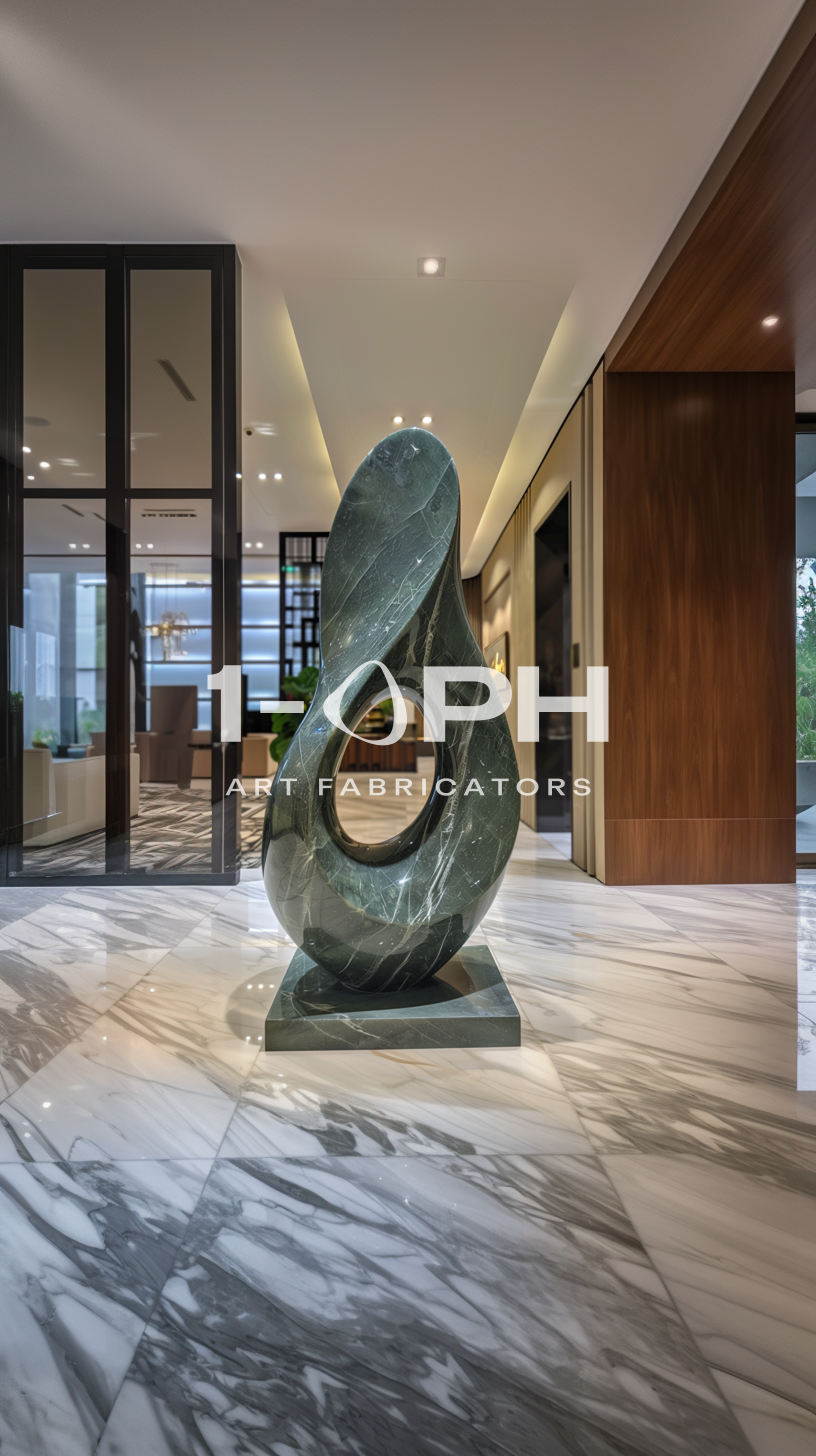 Continuum Void — Monumental Green Marble Sculpture