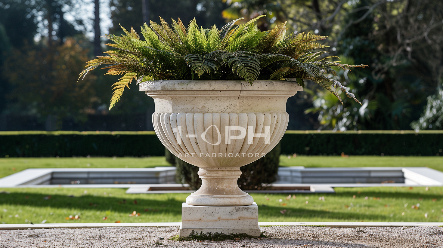 Grand Fluted Estate Marble Urn Planter