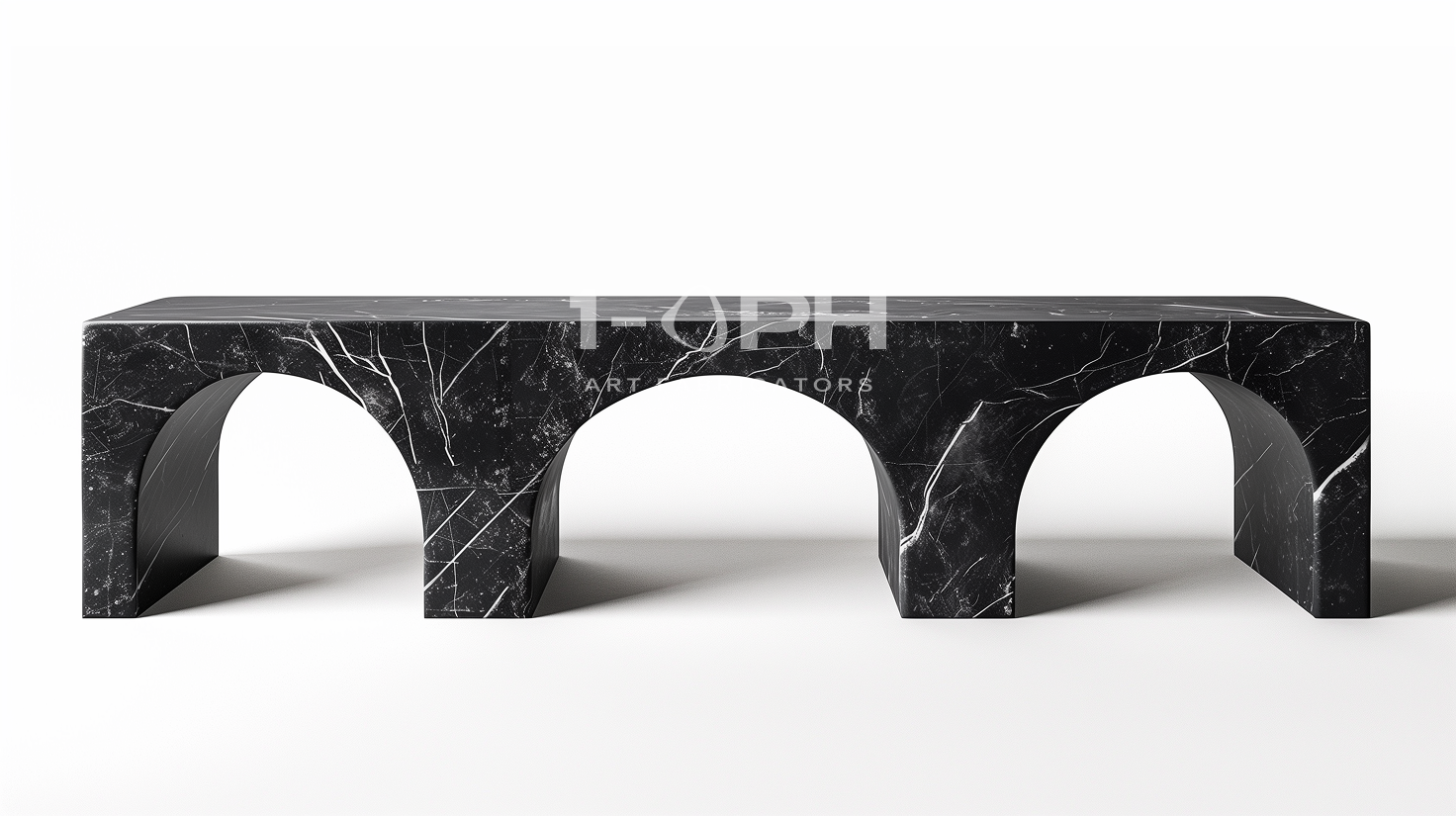 Tri-Arch Monolith Marble Bench