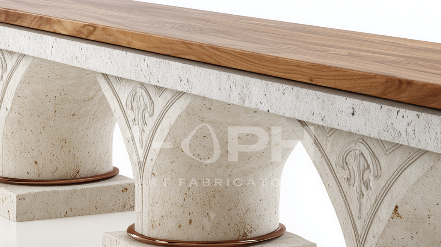 Arcadia Stone & Walnut Bench