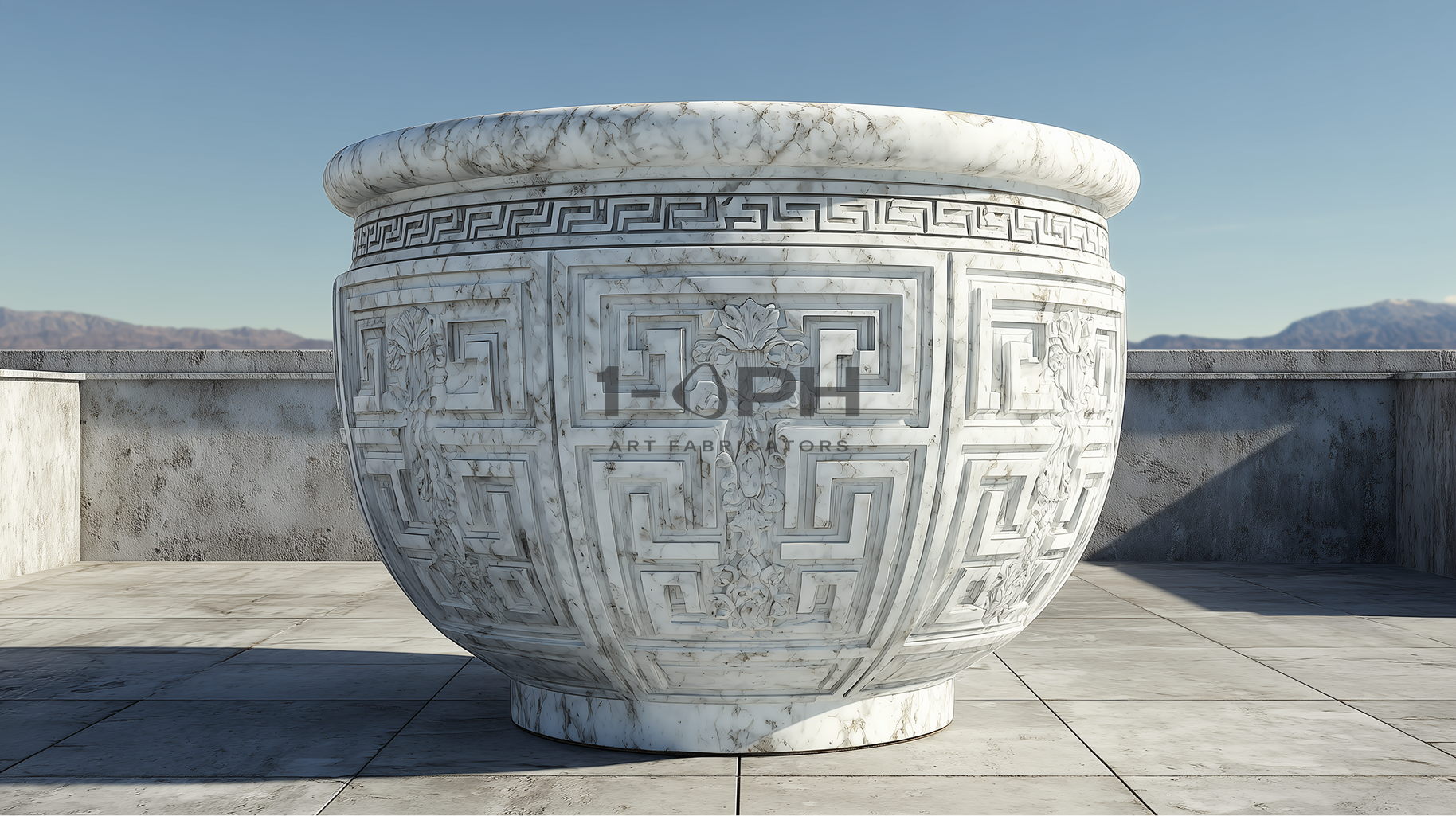 Imperial Helios Vessel — Monumental Carved Marble Planter