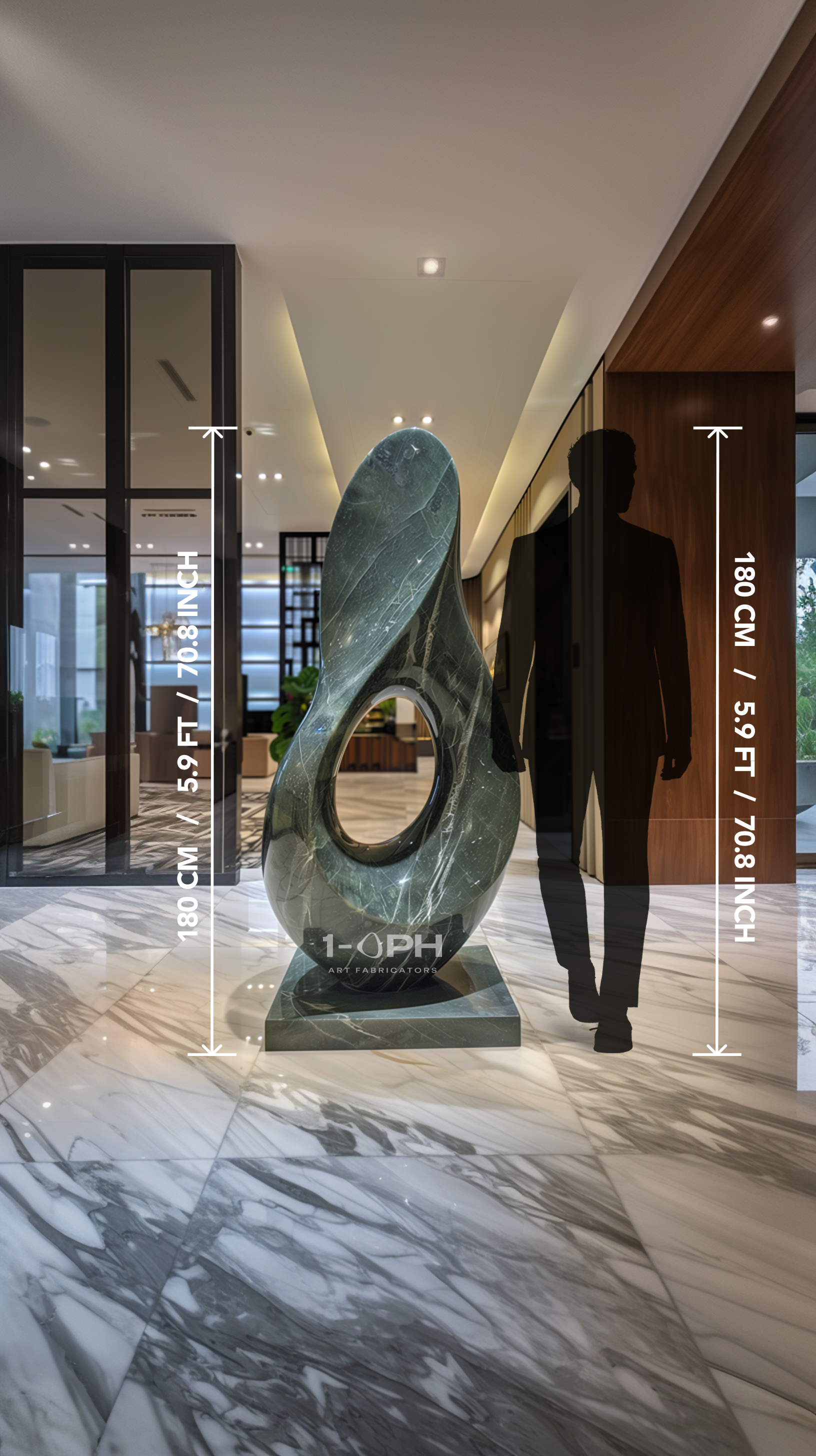 Continuum Void — Monumental Green Marble Sculpture