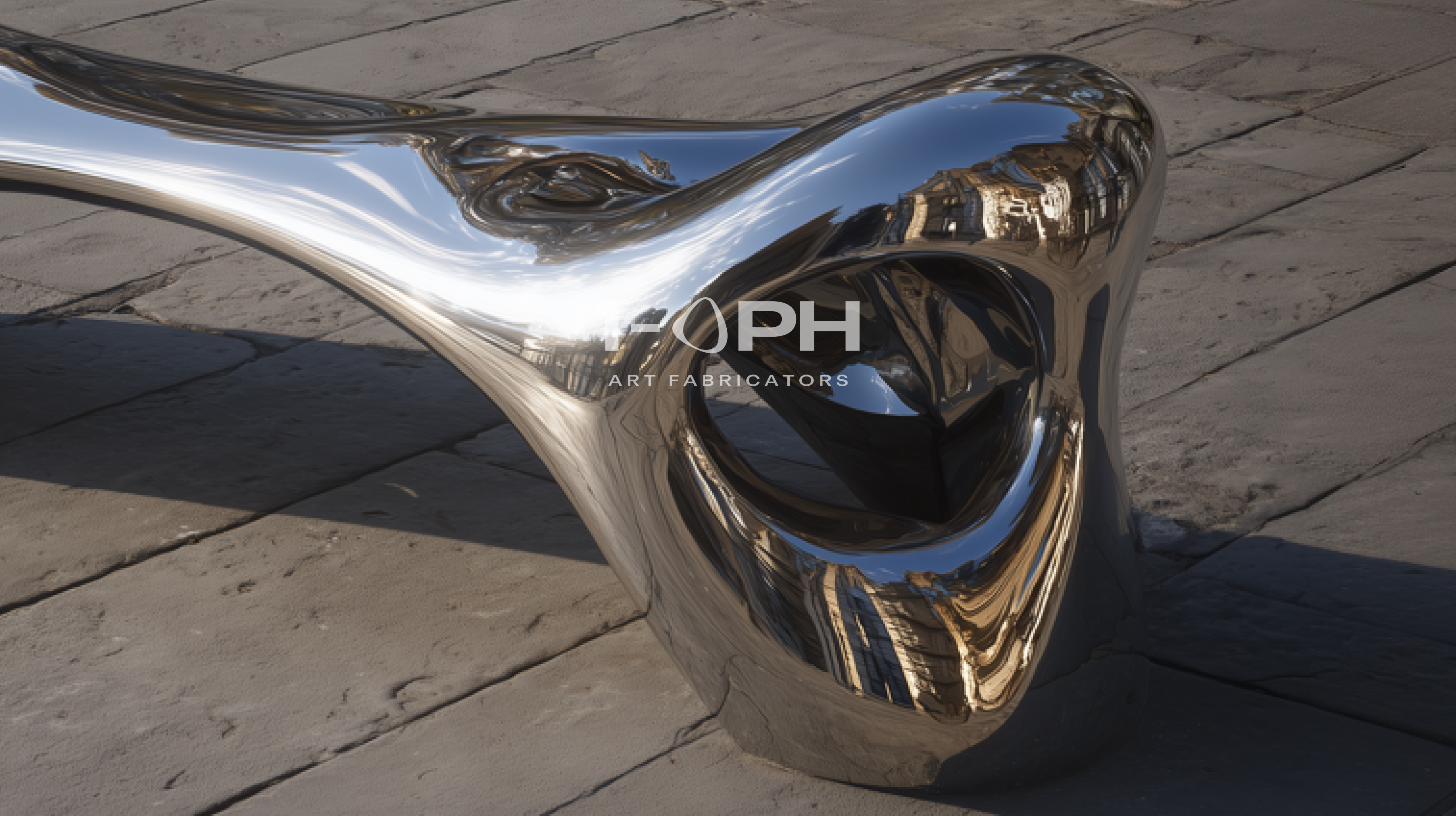 Fluidis Bench — Mirror-Polished Stainless Steel Sculpture Bench