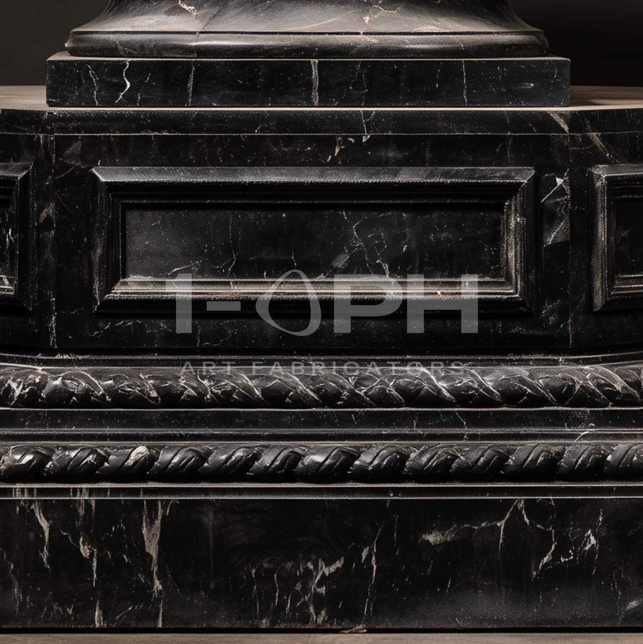 Imperial Nero Marquina Eagle Marble Urn Planter