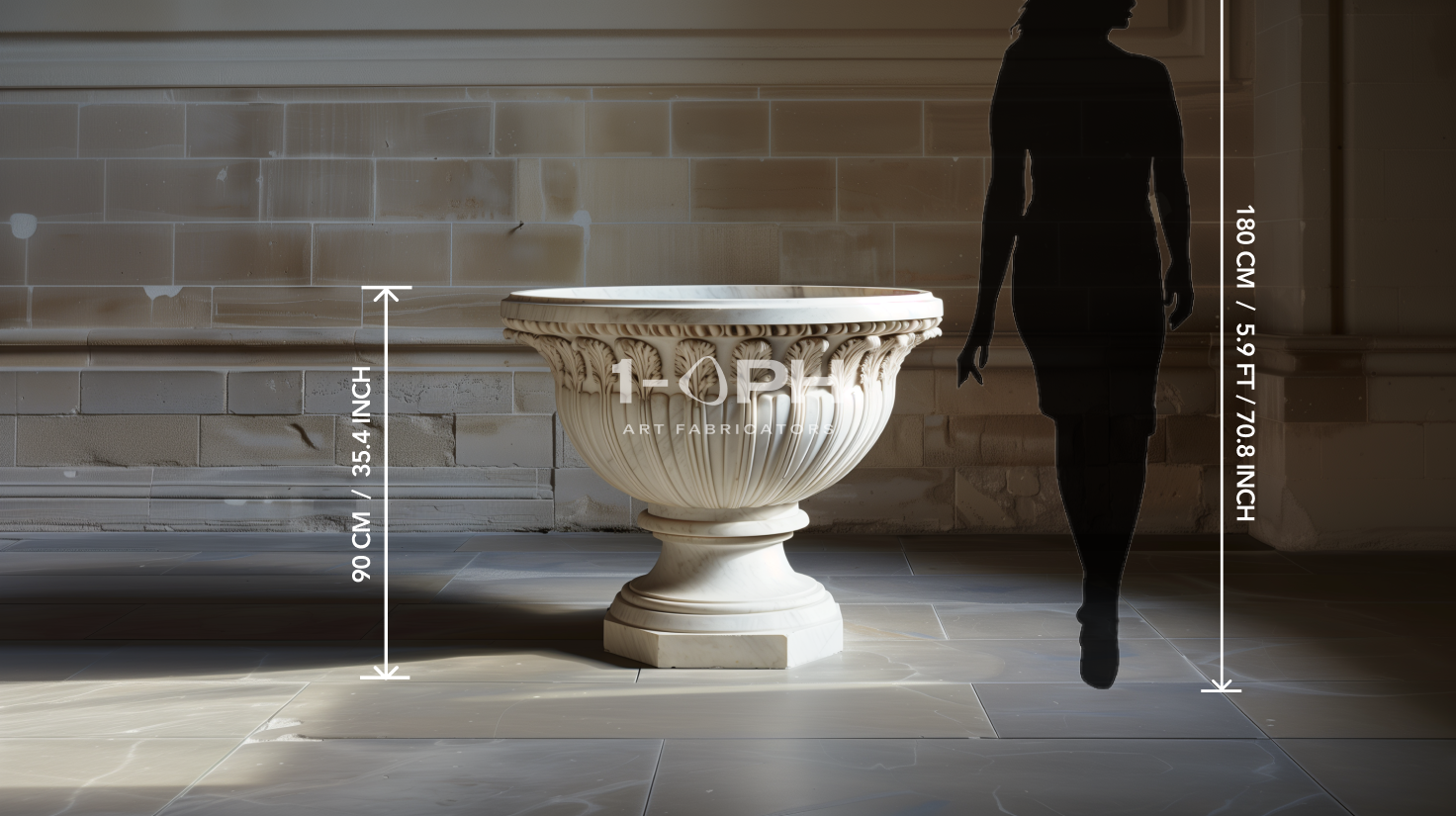 Carrara Acanthus Classical Marble Urn Planter