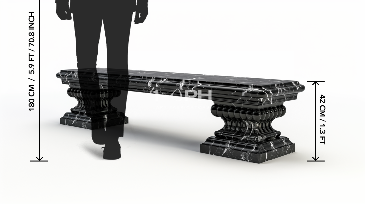 NERO IMPERIAL PEDESTAL BENCH