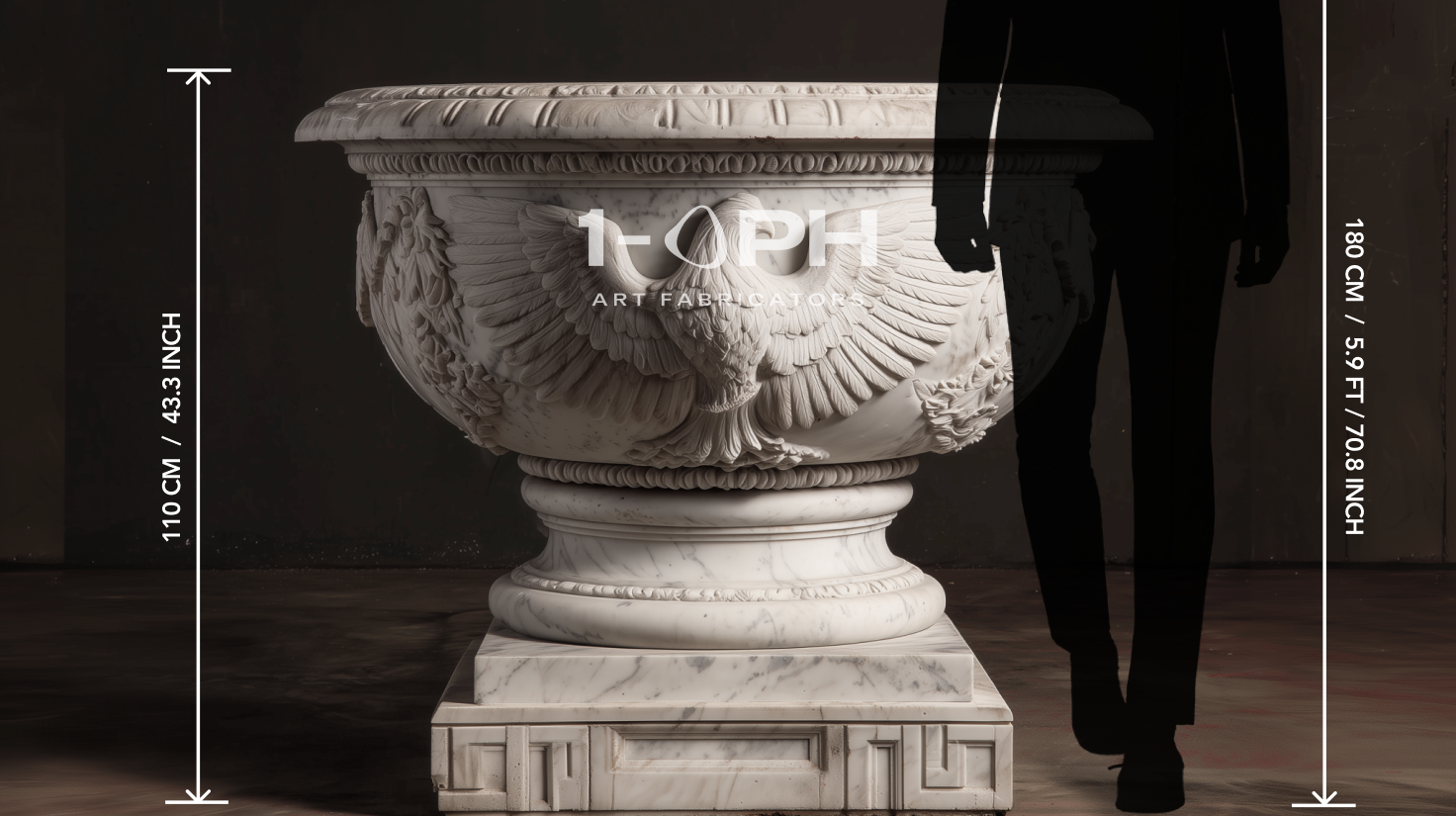 Imperial Eagle Marble Urn Planter