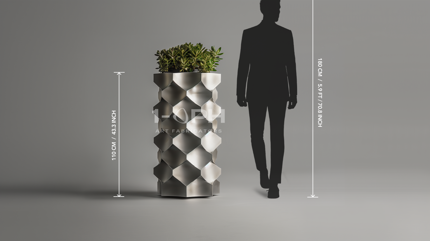 HexaFacet Stainless Steel Luxury Column Planter