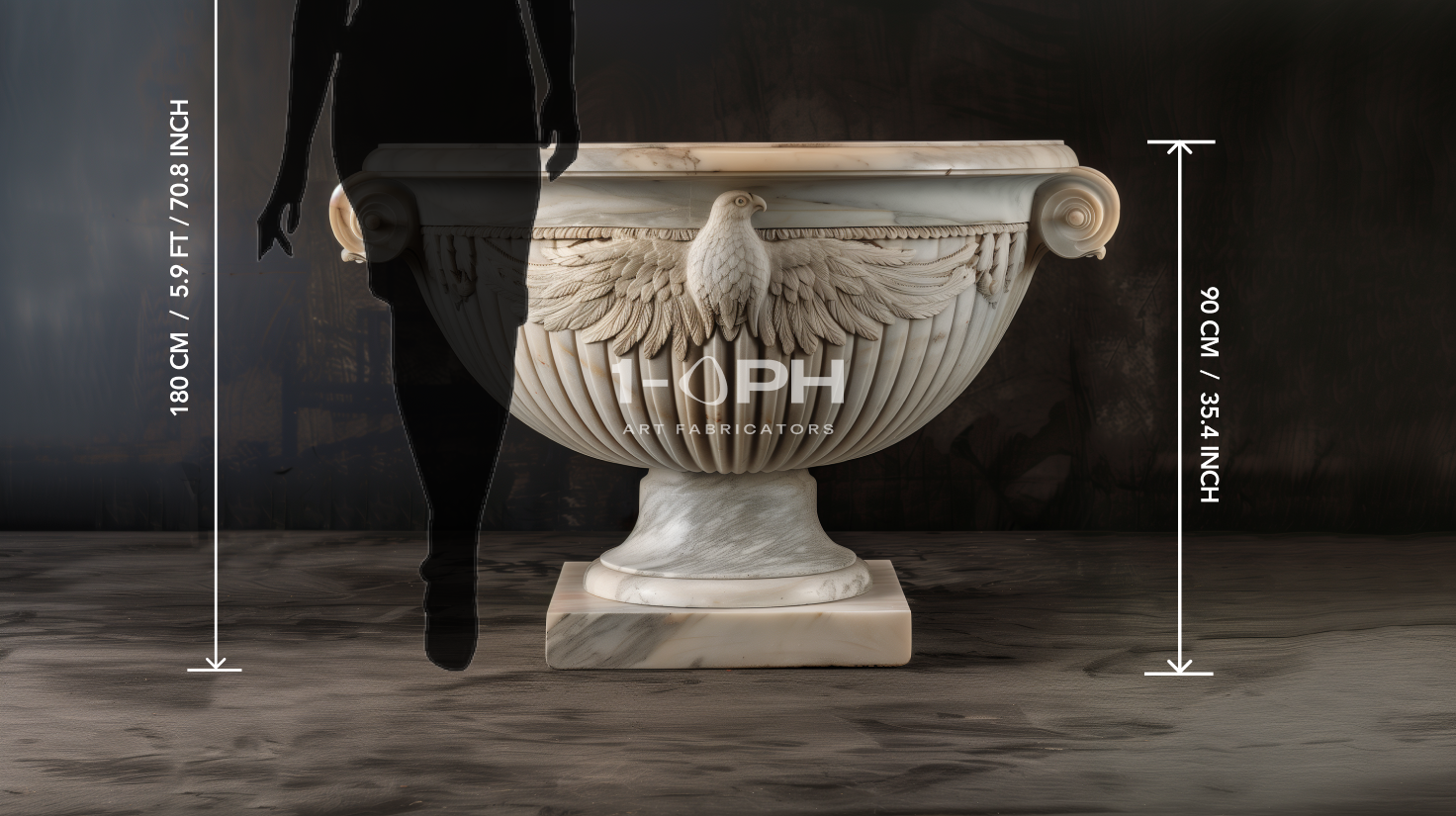 Imperial Eagle Marble Urn Planter