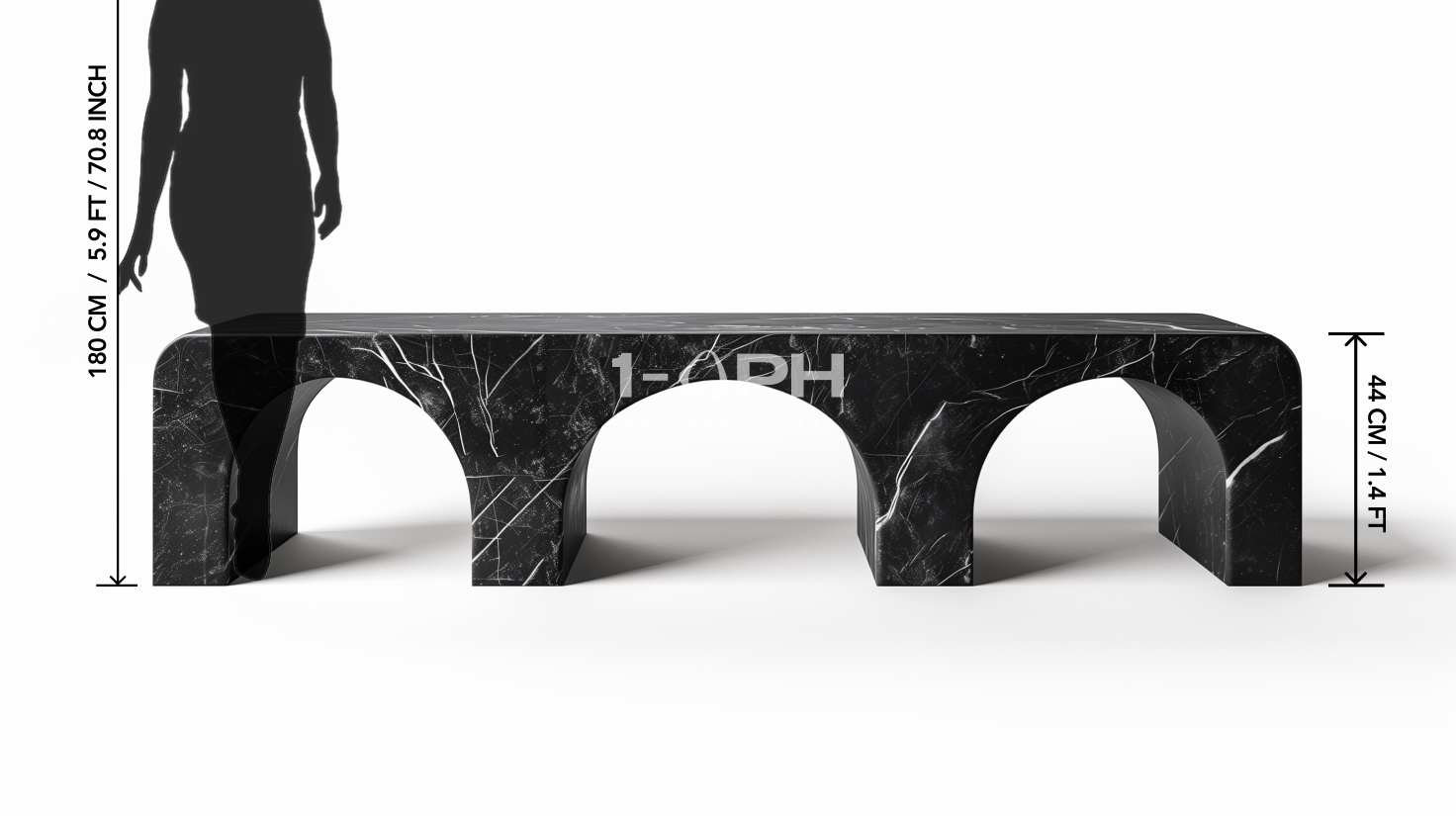 Tri-Arch Monolith Marble Bench