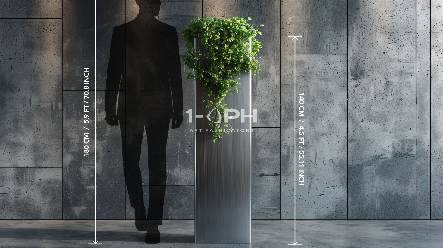 Monolith Brushed Stainless Steel Column Planter