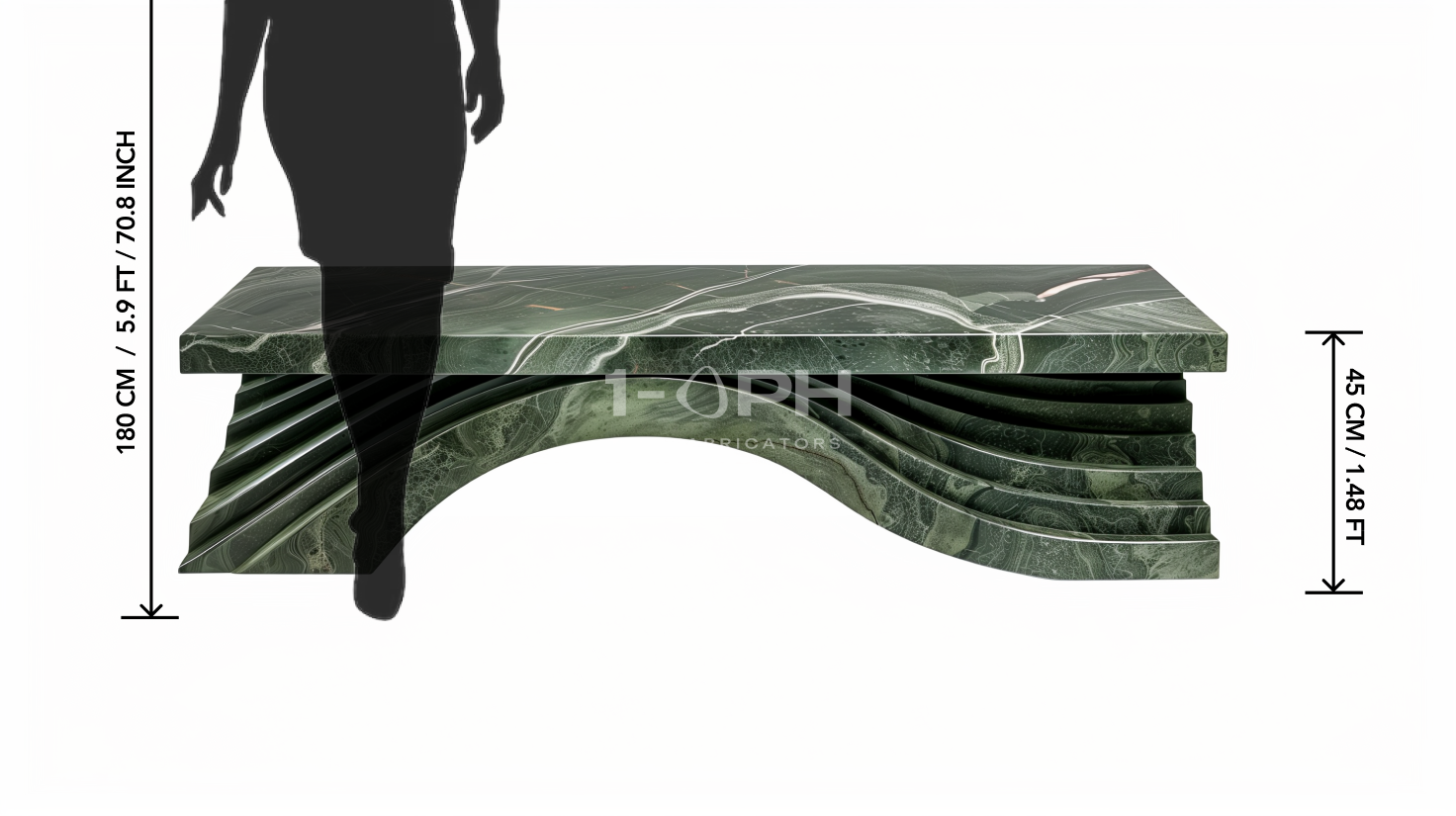 Verde Wave Marble Bench