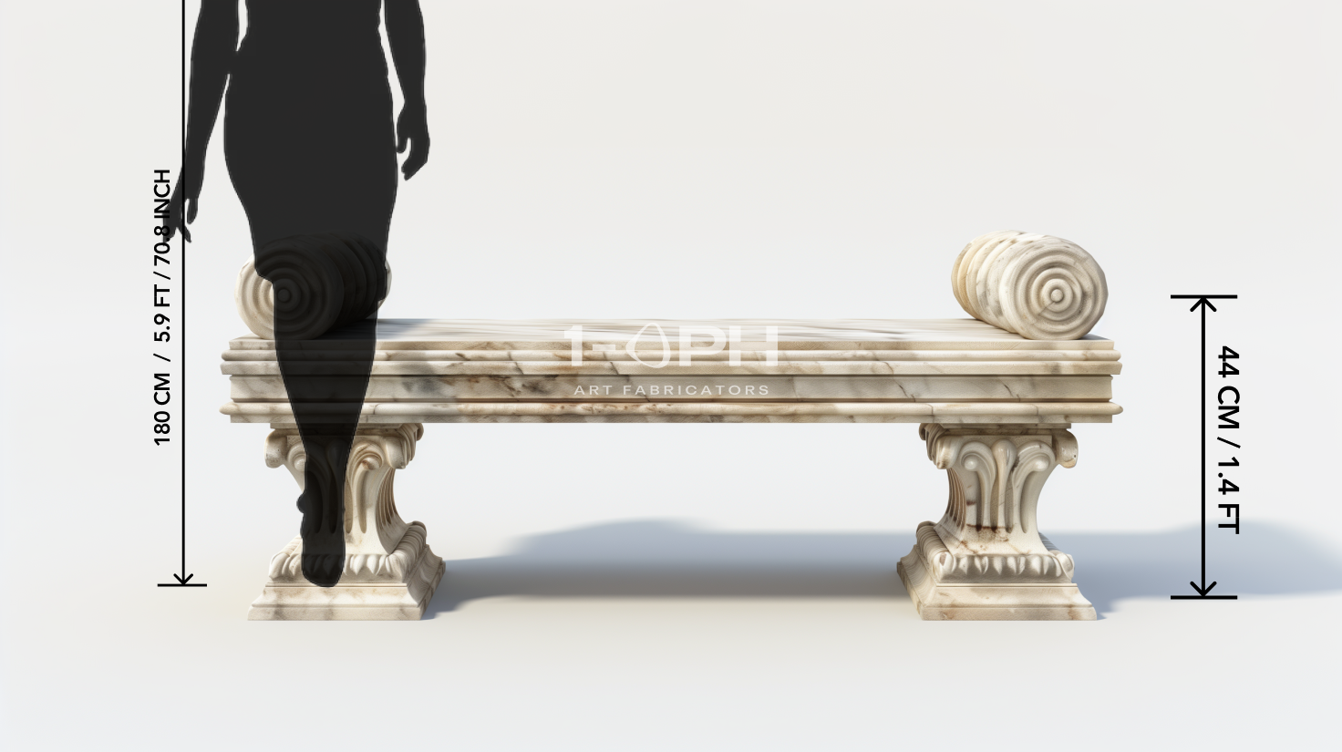 Imperial Volute Marble Bench