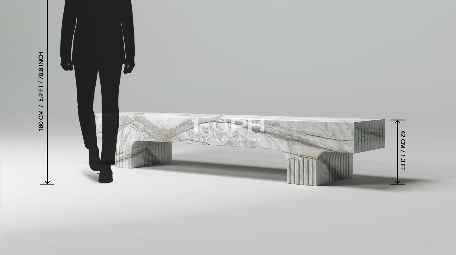 Calacatta Strata Marble Bench