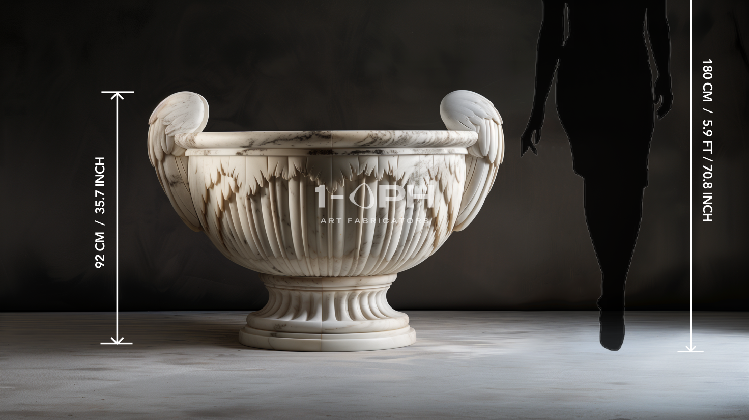 Carrara Winged Classical Marble Urn Planter