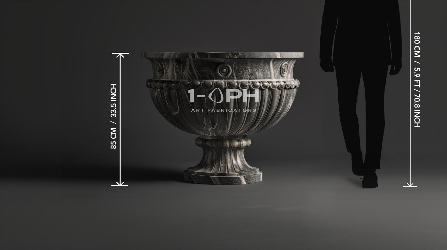 Pietra Grey Classical Fluted Marble Urn Planter