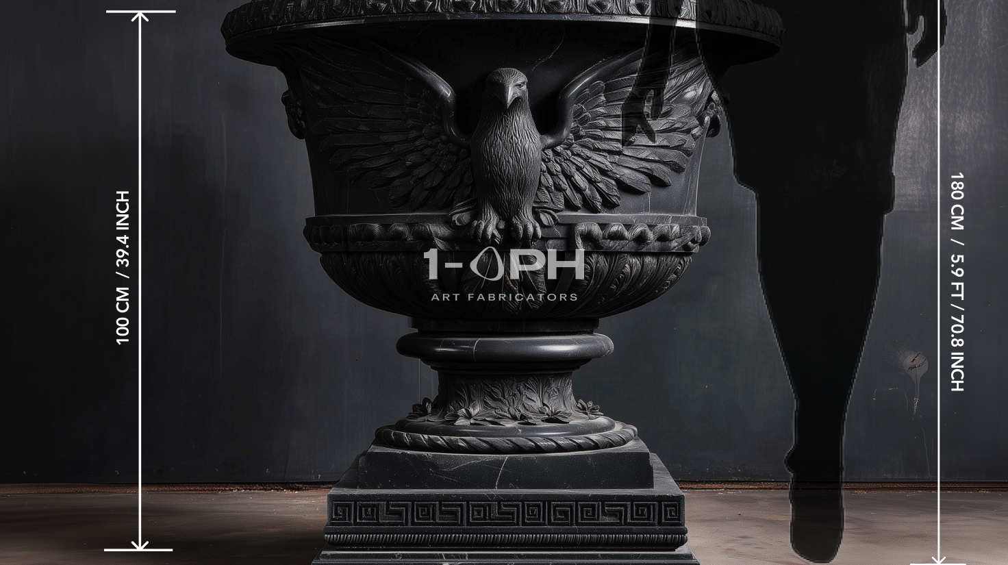 Imperial Eagle Black Marble Urn Planter