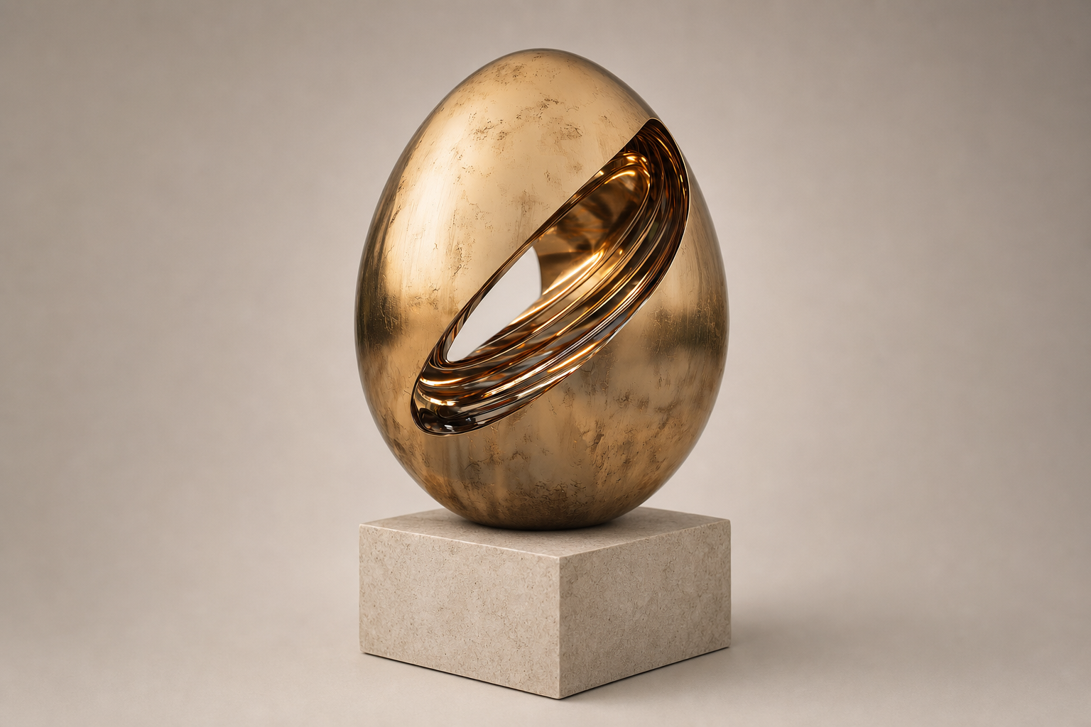 Ovena gilt bronze egg sculpture by 1-OPH