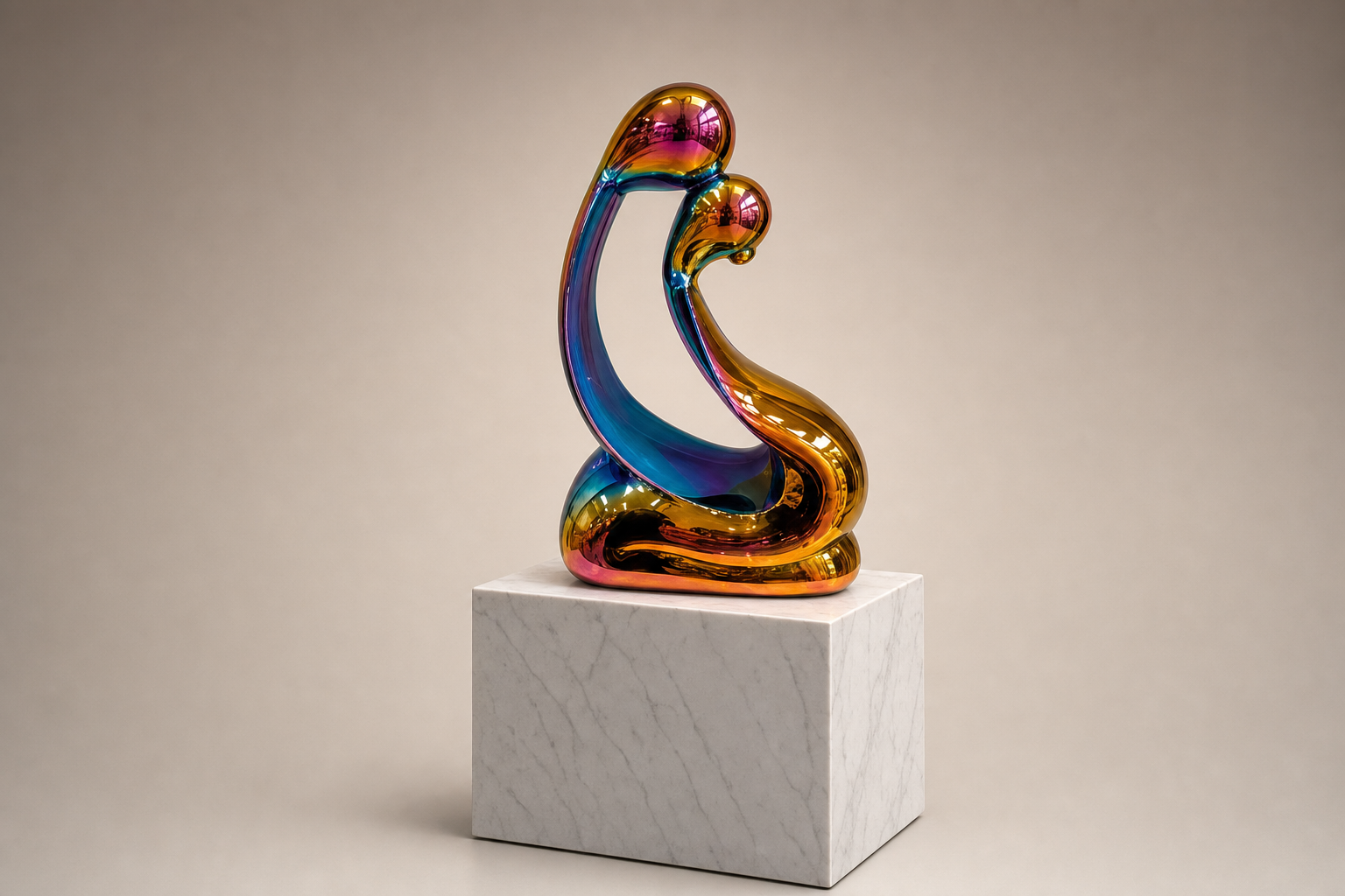 Altair iridescent stainless steel scroll sculpture by 1-OPH