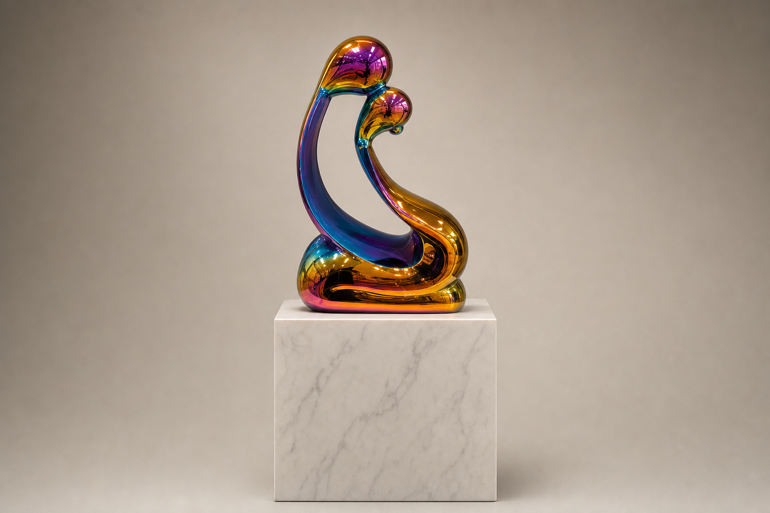 Altair iridescent stainless steel scroll sculpture by 1-OPH