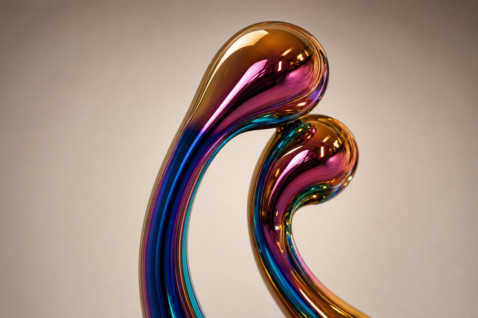 Altair iridescent stainless steel scroll sculpture by 1-OPH