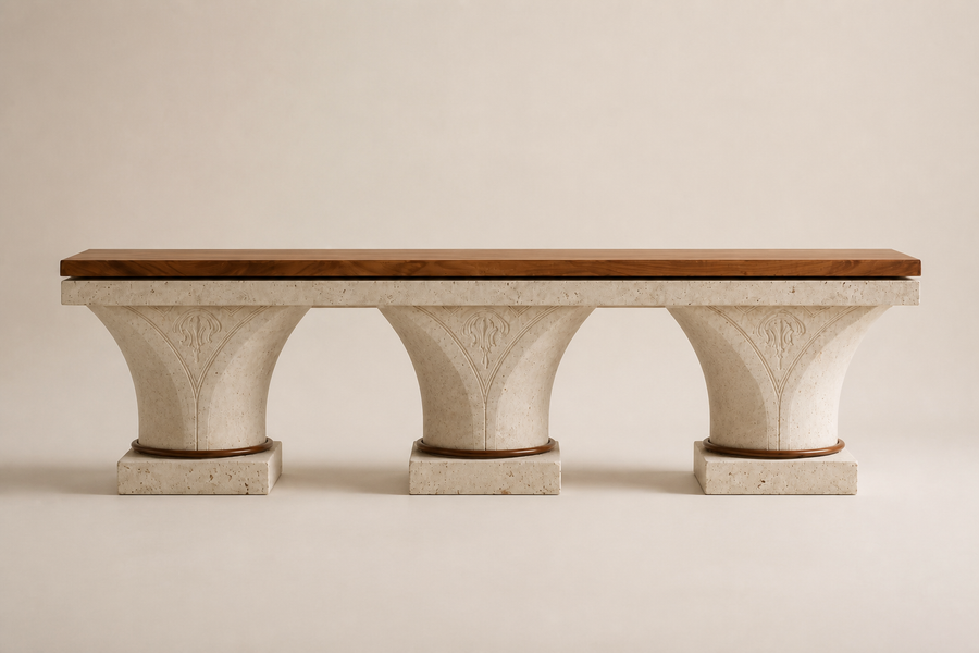Arcadia Stone & Walnut Bench
