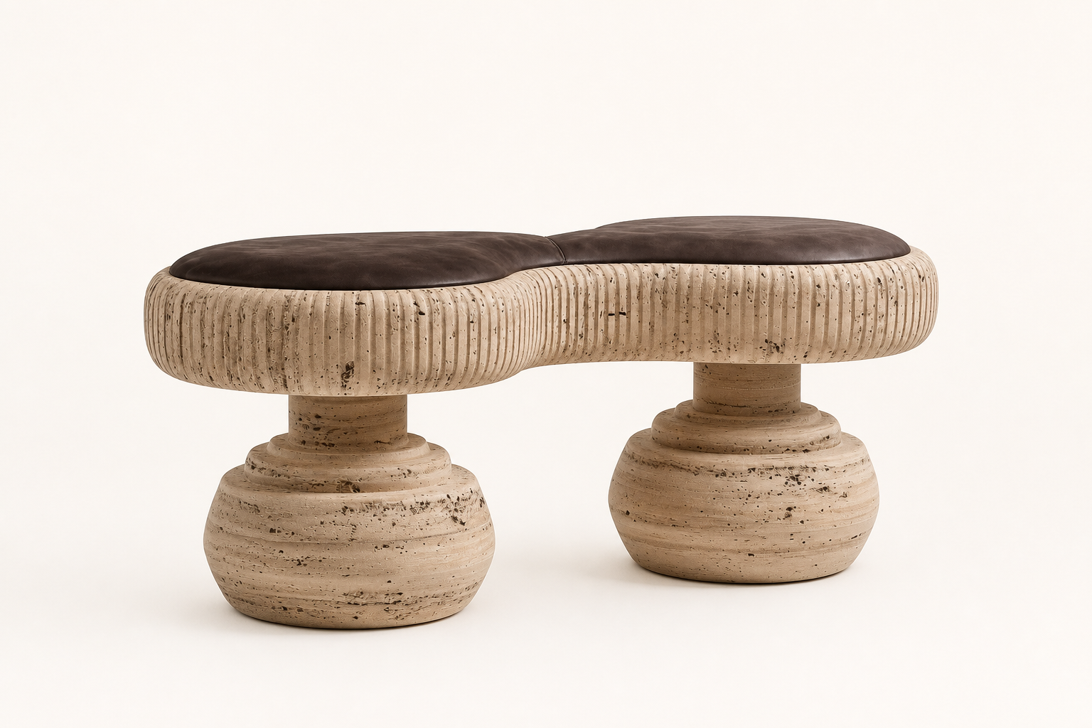 Lento — travertine sculptural bench by 1-OPH