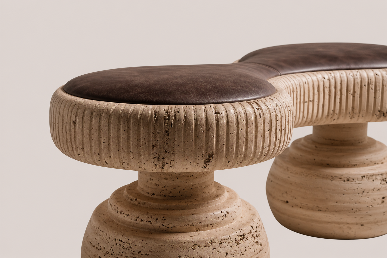 Lento — travertine sculptural bench by 1-OPH