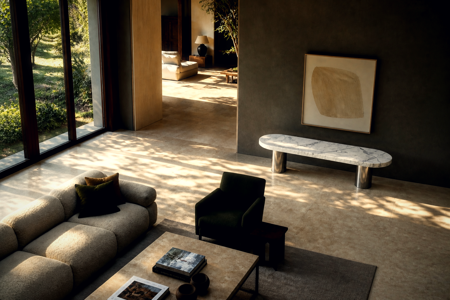Quieta — marble sculptural bench by 1-OPH