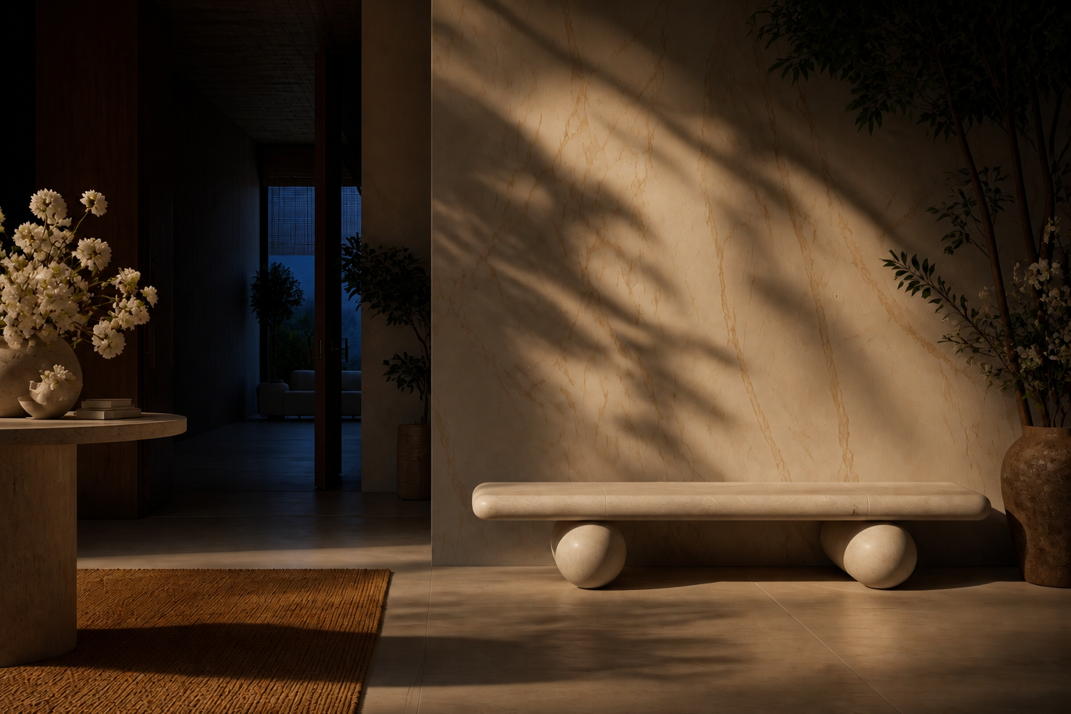 Lenire — stone sculptural bench by 1-OPH
