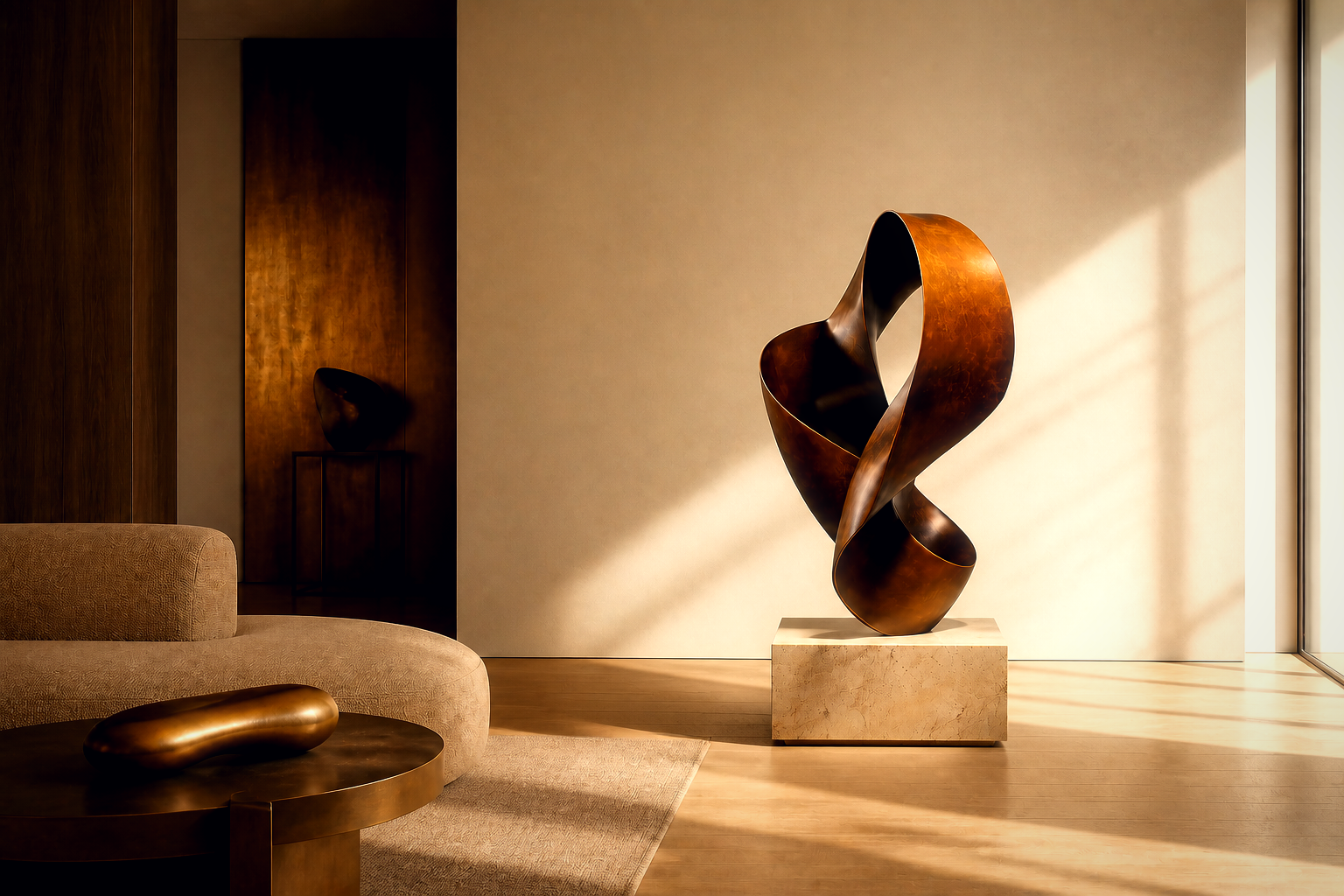 Turais — Bronze on travertine sculpture by 1-OPH