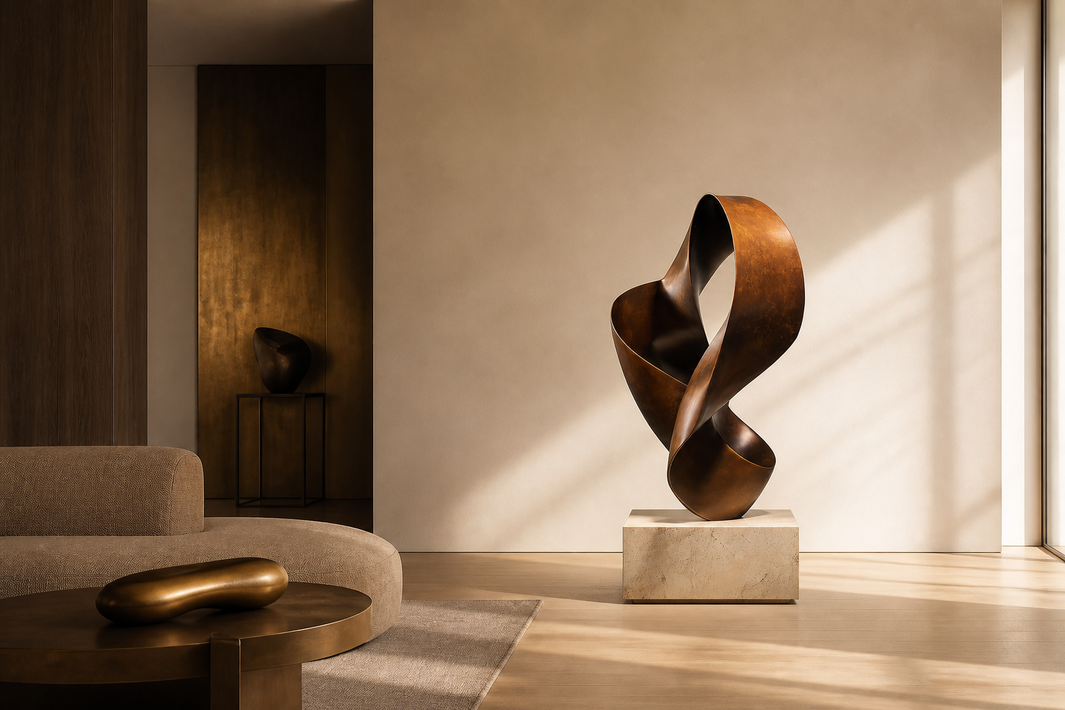 Turais — Bronze on travertine sculpture by 1-OPH