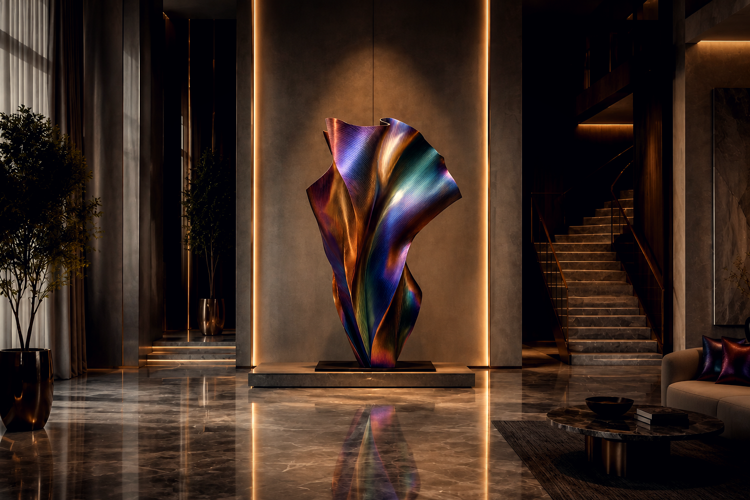 Enif — Titanium-finished steel sculpture by 1-OPH