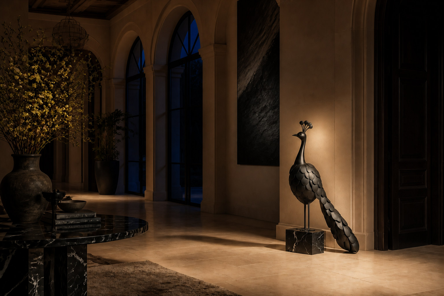 Duna — Bronze on Nero Marquina marble sculpture by 1-OPH