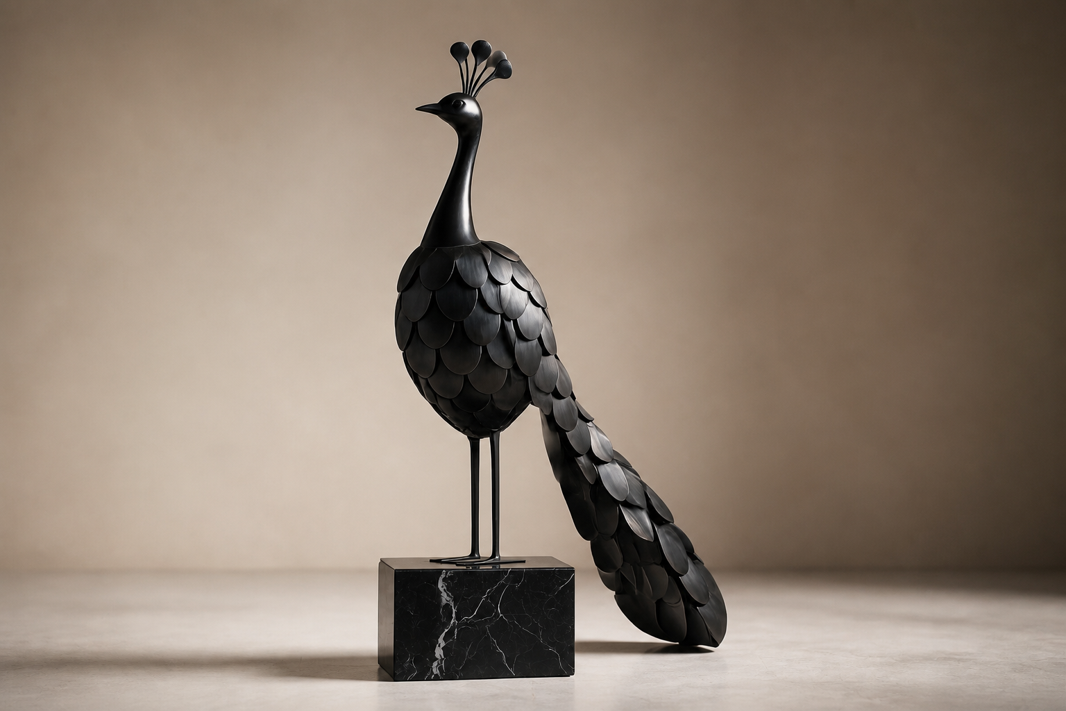 Duna — Bronze on Nero Marquina marble sculpture by 1-OPH
