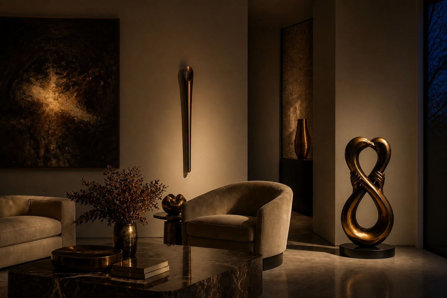 Sadal — Bronze on black stone sculpture by 1-OPH