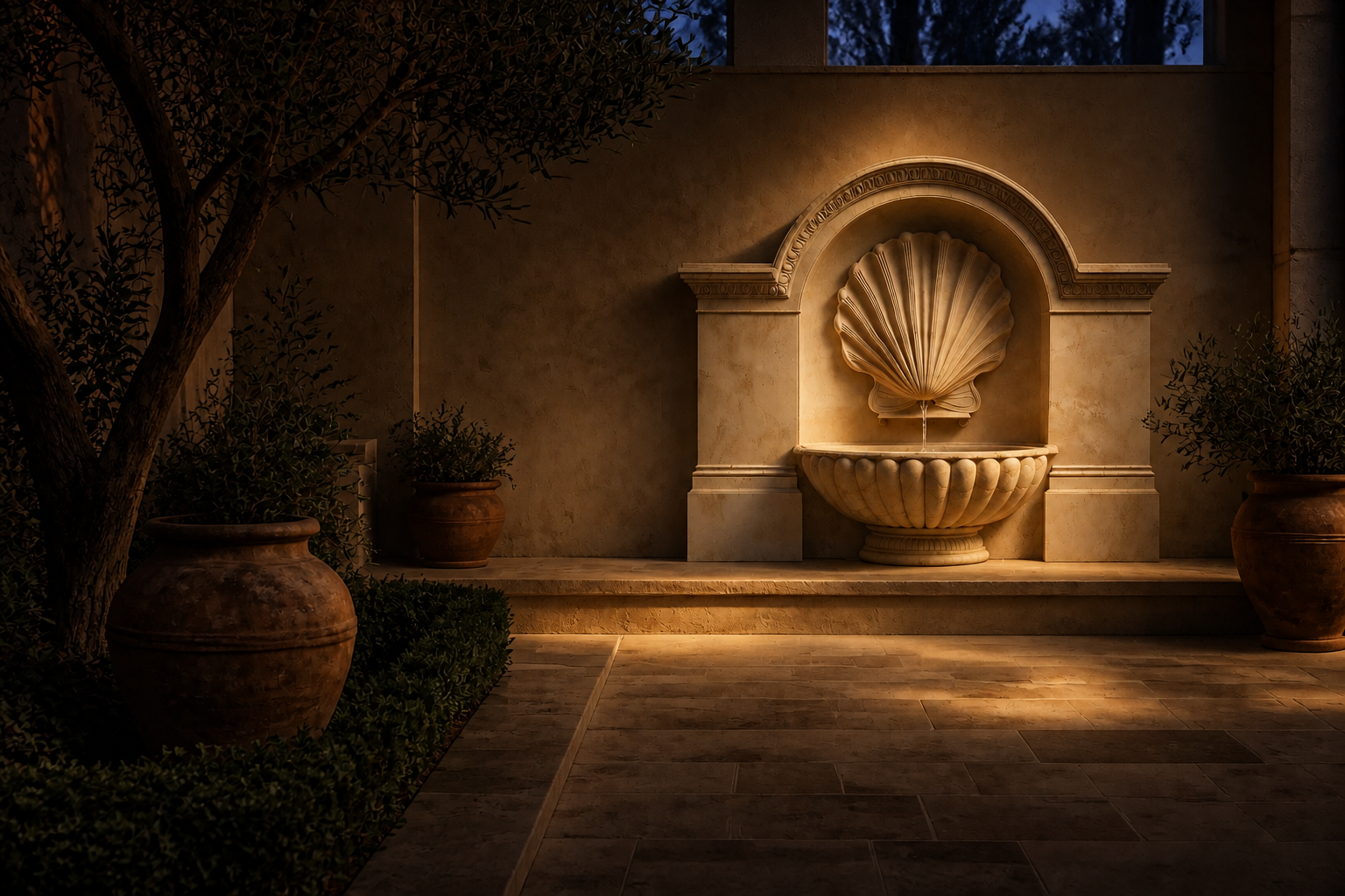 Shizuku — limestone wall fountain by 1-OPH