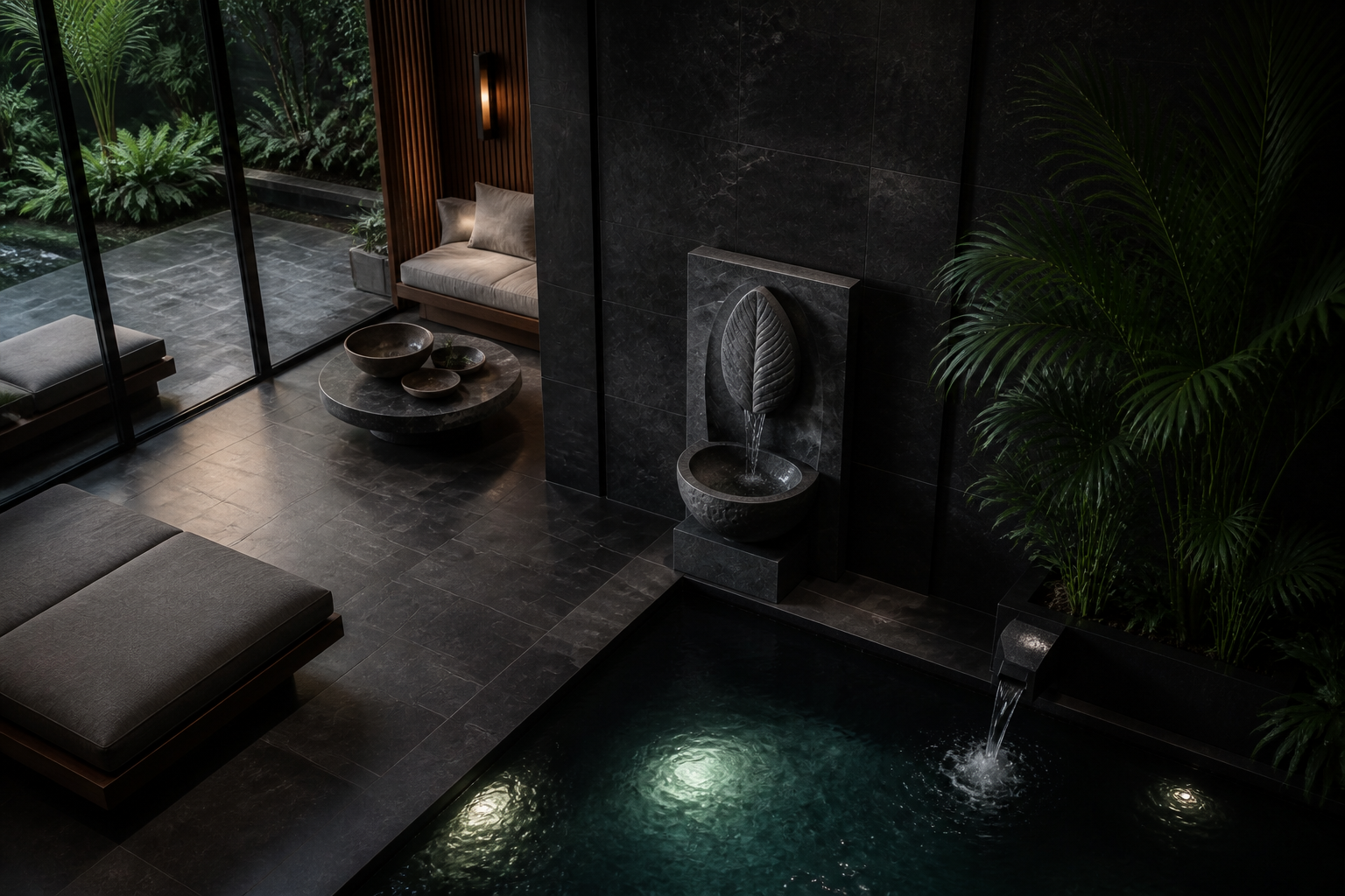 Alveo — travertine fountain by 1-OPH