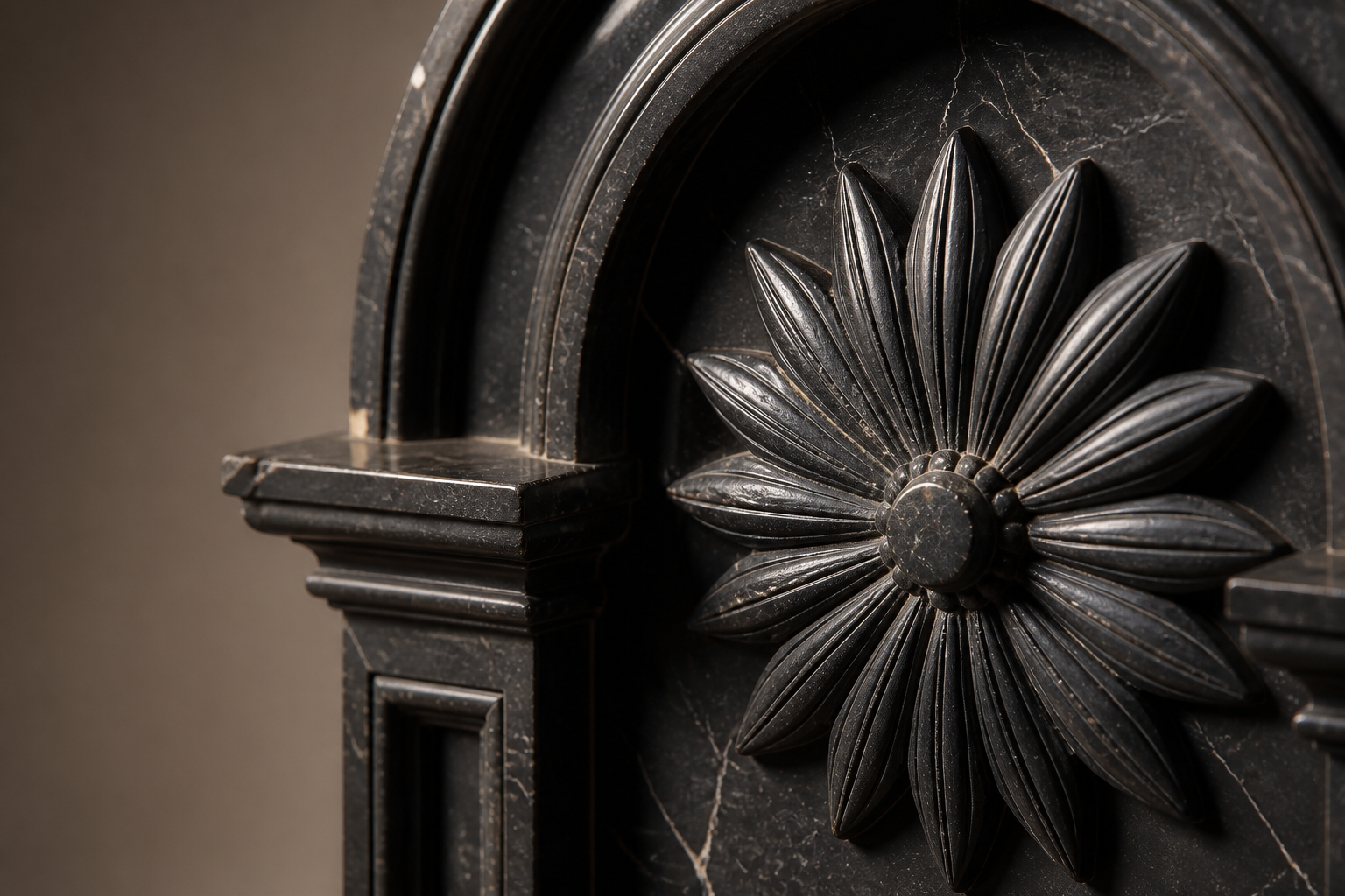 Velina — black marble wall fountain by 1-OPH