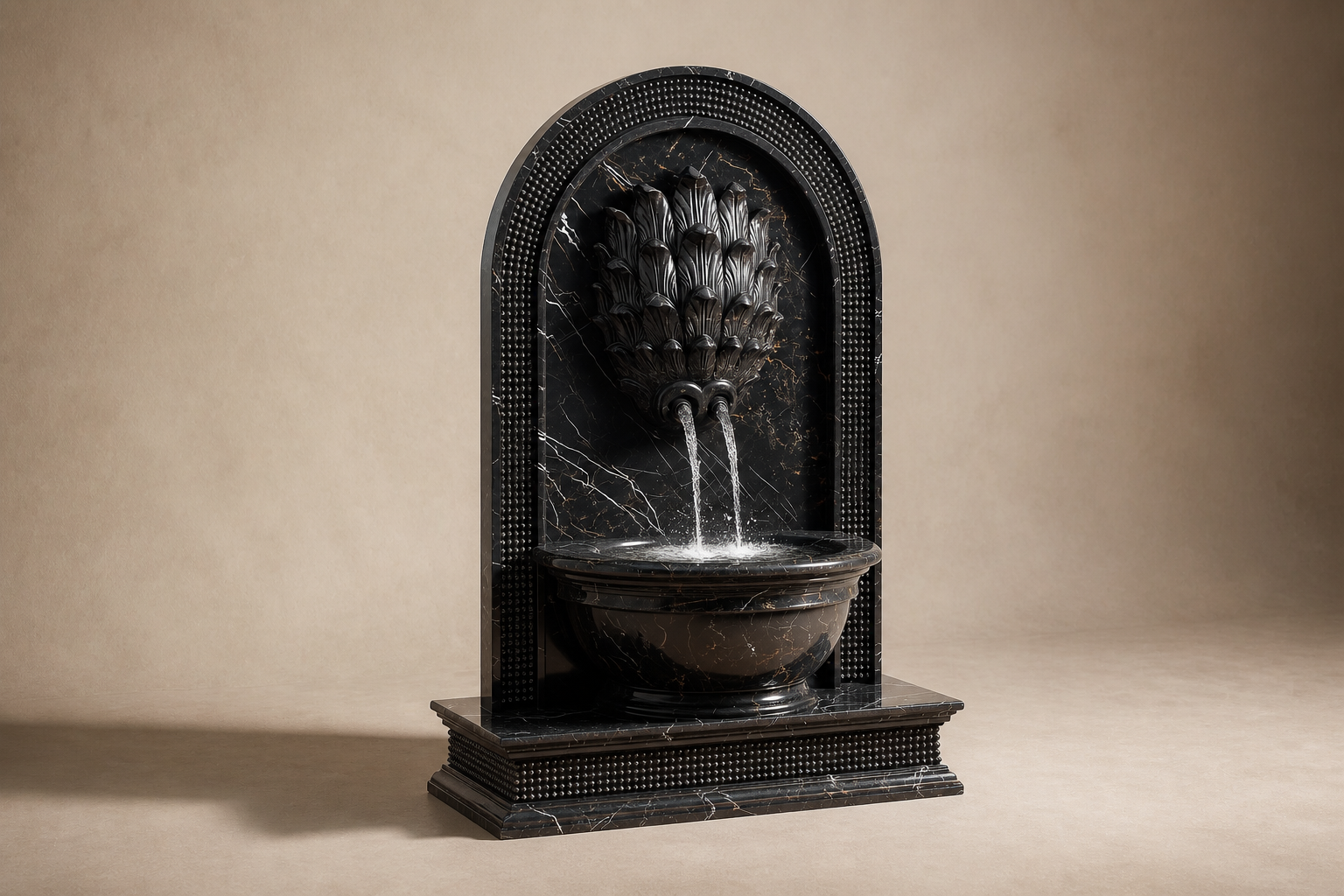 Nubara — black marble wall fountain by 1-OPH