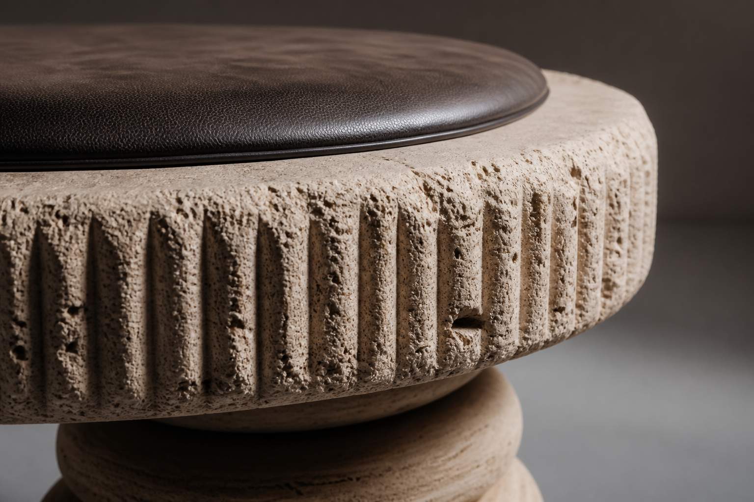 Sereda — travertine sculptural bench by 1-OPH