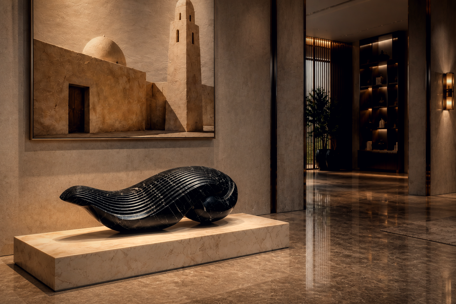 Situla — Nero Marquina marble on limestone sculpture by 1-OPH
