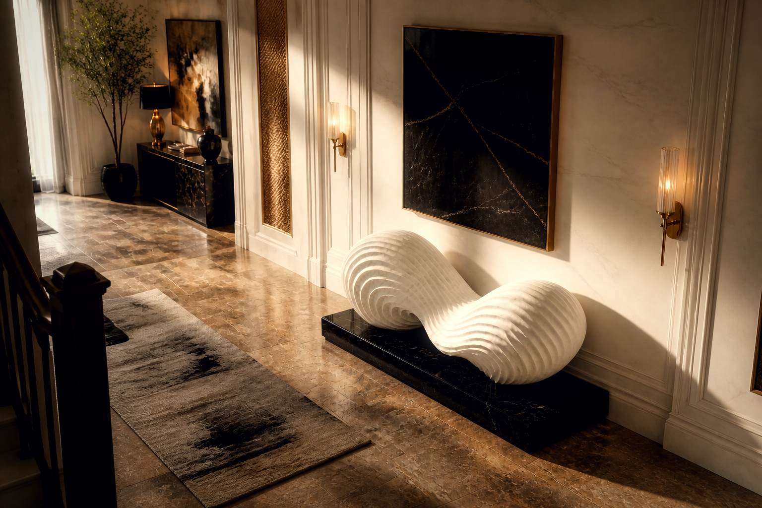 Requia — stone sculptural bench by 1-OPH