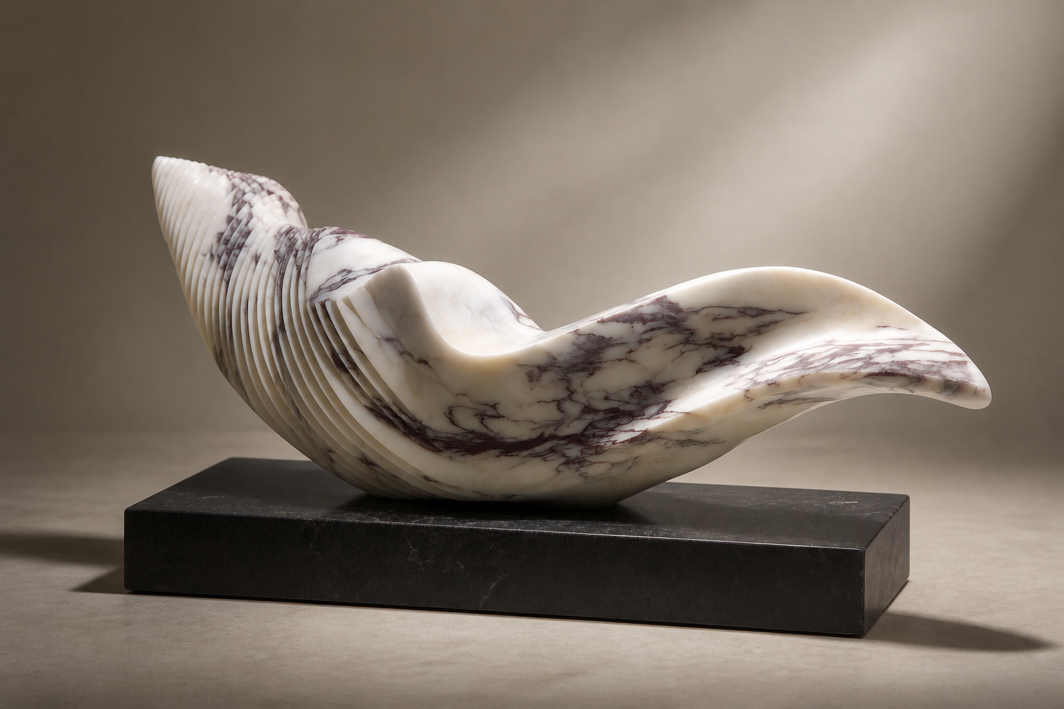 Sulafat — Calacatta Viola marble on Nero Marquina marble sculpture by 1-OPH