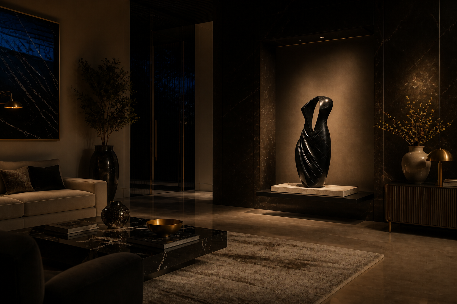 Mesa — black marble monolith by 1-OPH