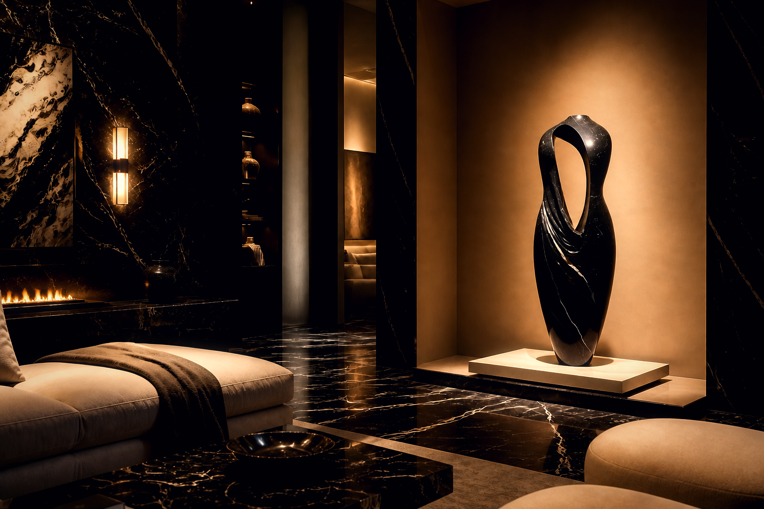 Tsho — black marble monolith by 1-OPH